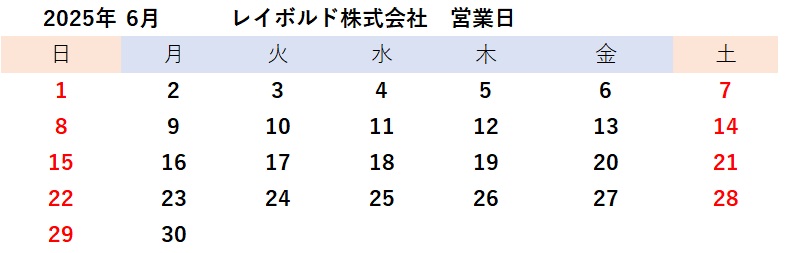 2025年6月営業日