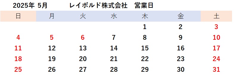 2025年5月営業日